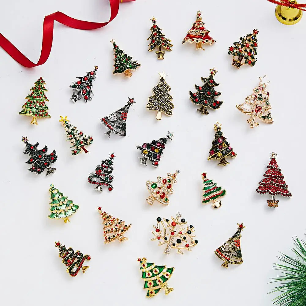 Crystal Christmas Tree Brooches