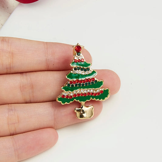 Crystal Christmas Tree Brooches