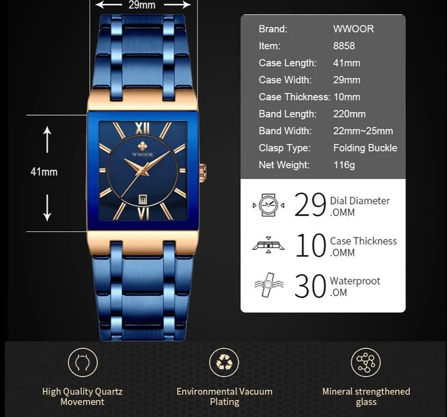 Square Stainless Steel Fashion Watch