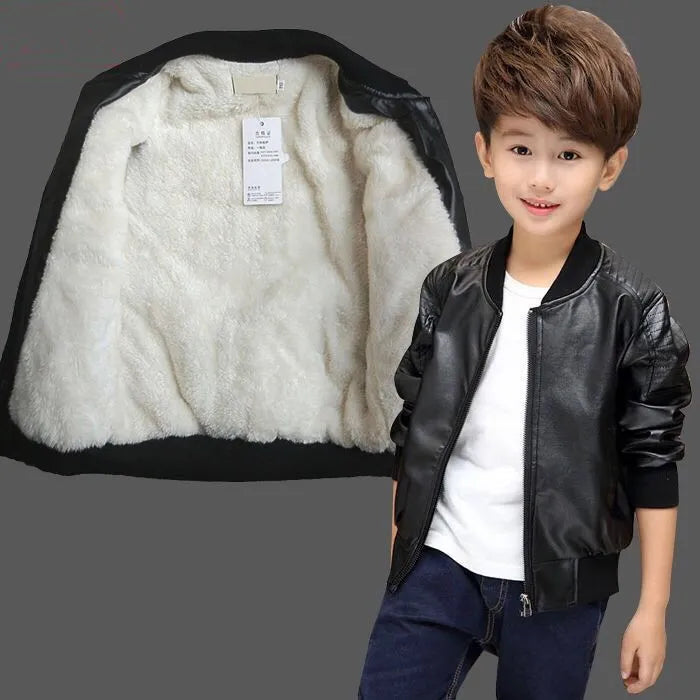 Boys Winter Leather/Fur Jacket