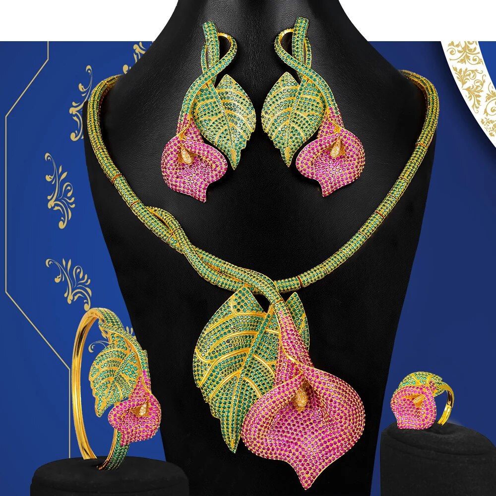 Luxury flower Necklace Jewelry Set