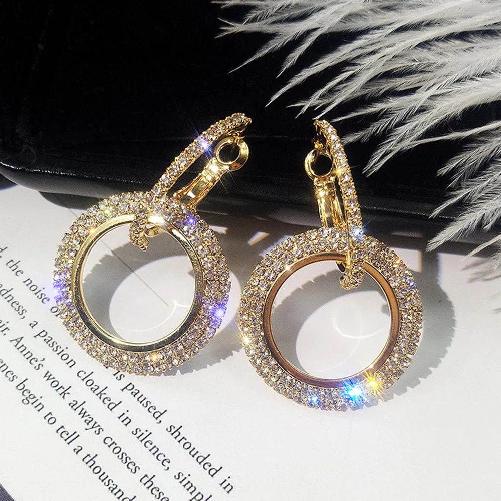 luxury zircon and Gold crystal Classic Earring