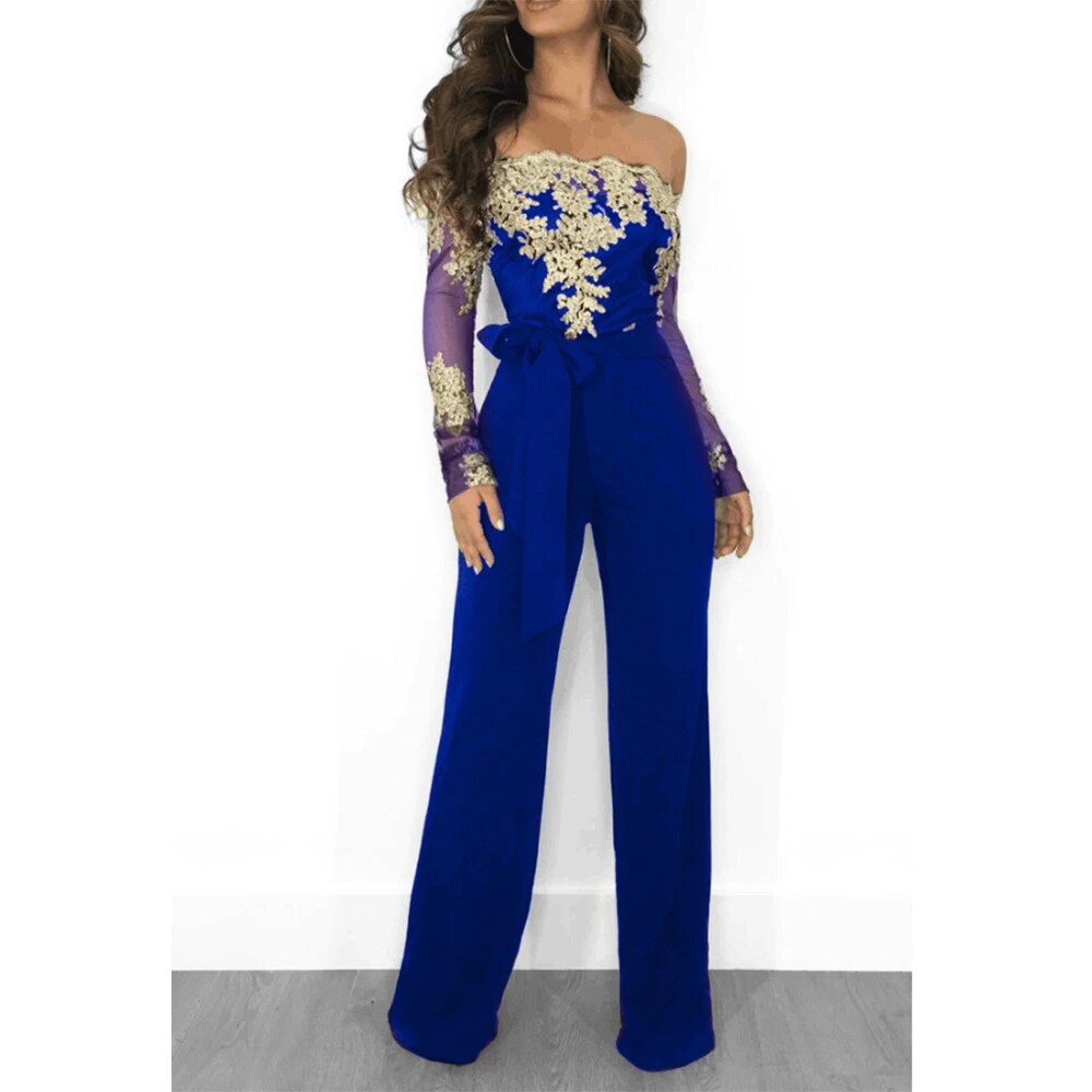 Elegant Off Shoulder Slash Neck/Long Sleeve Jumpsuit