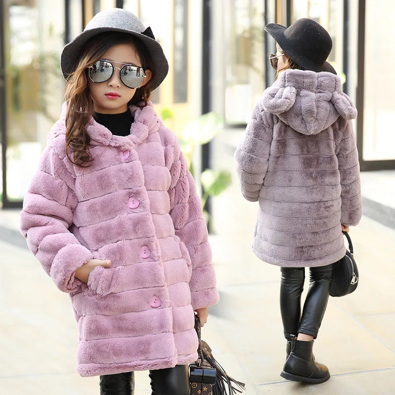 Hooded Warm Fur Coat