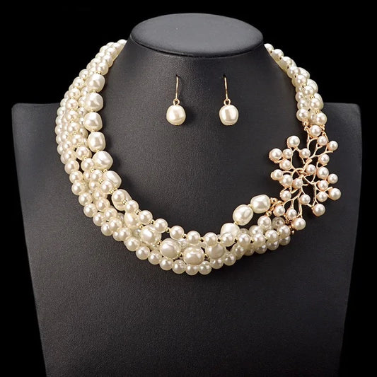 Elegant Pearl Flower Jewelry Set