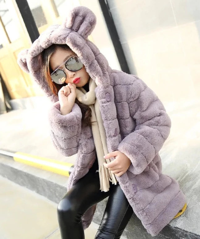 Hooded Warm Fur Coat