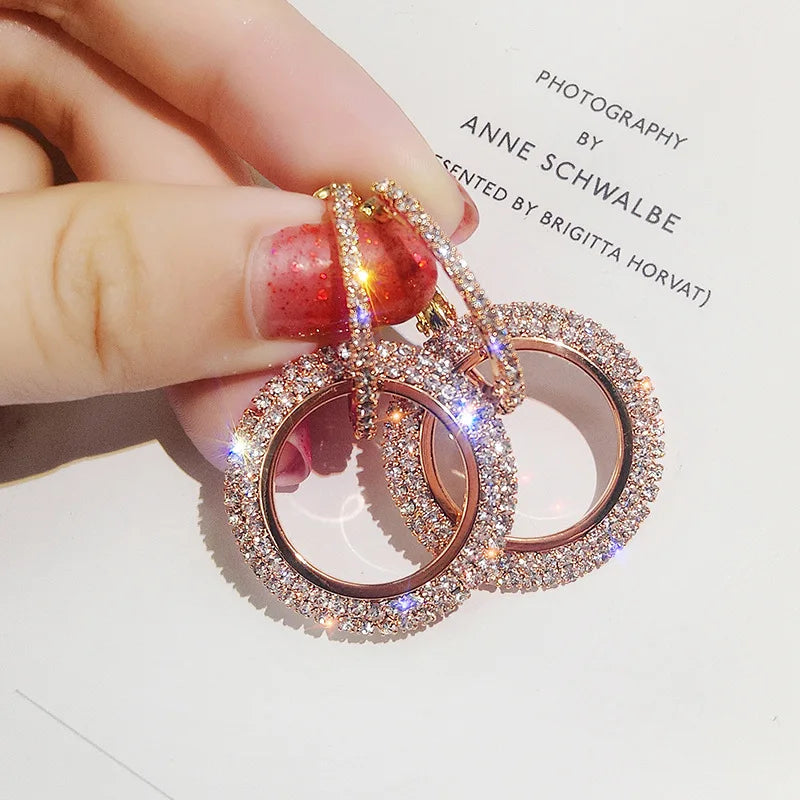 luxury zircon and Gold crystal Classic Earring