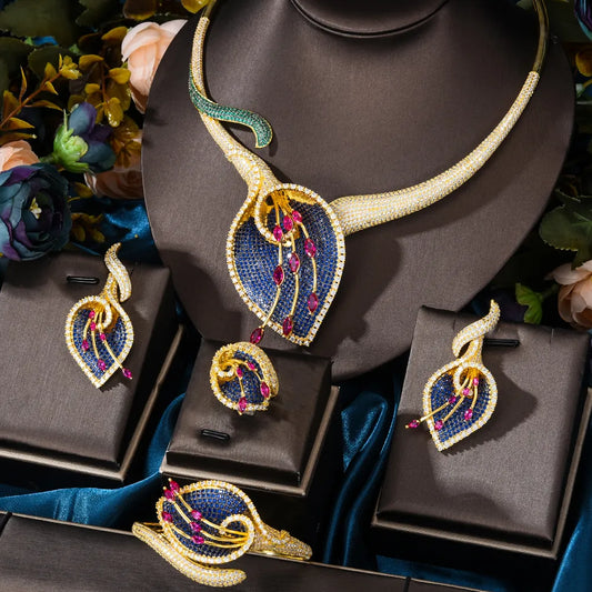 Luxury Zircon Crystal Indian Jewelry Set