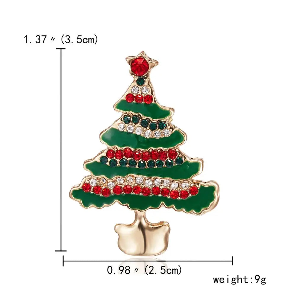 Crystal Christmas Tree Brooches