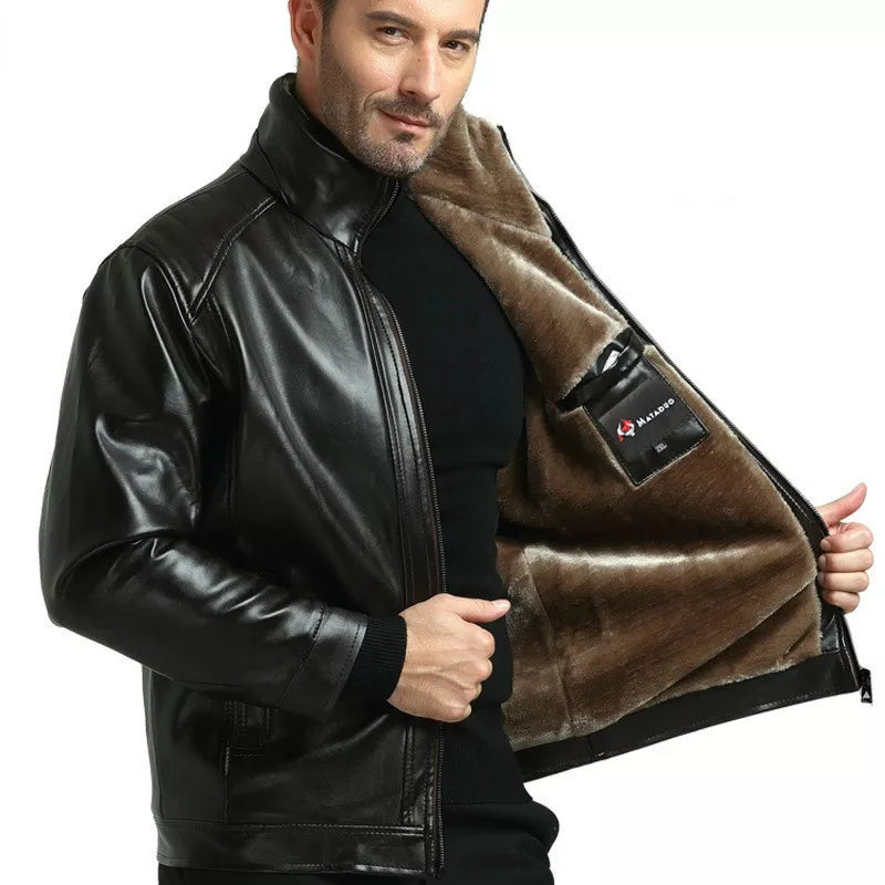 Casual Cashmere Leather Jacket