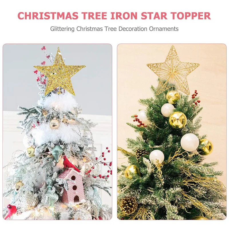 Christmas Gold Glitter Star for Tree Decorations