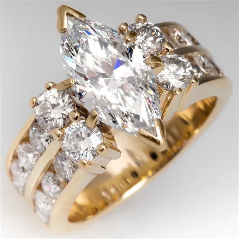 Luxury Wedding  Gold Cubic Zirconia Rings