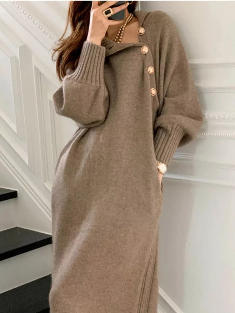 Vintage Casual Loose Knitwear Dresses