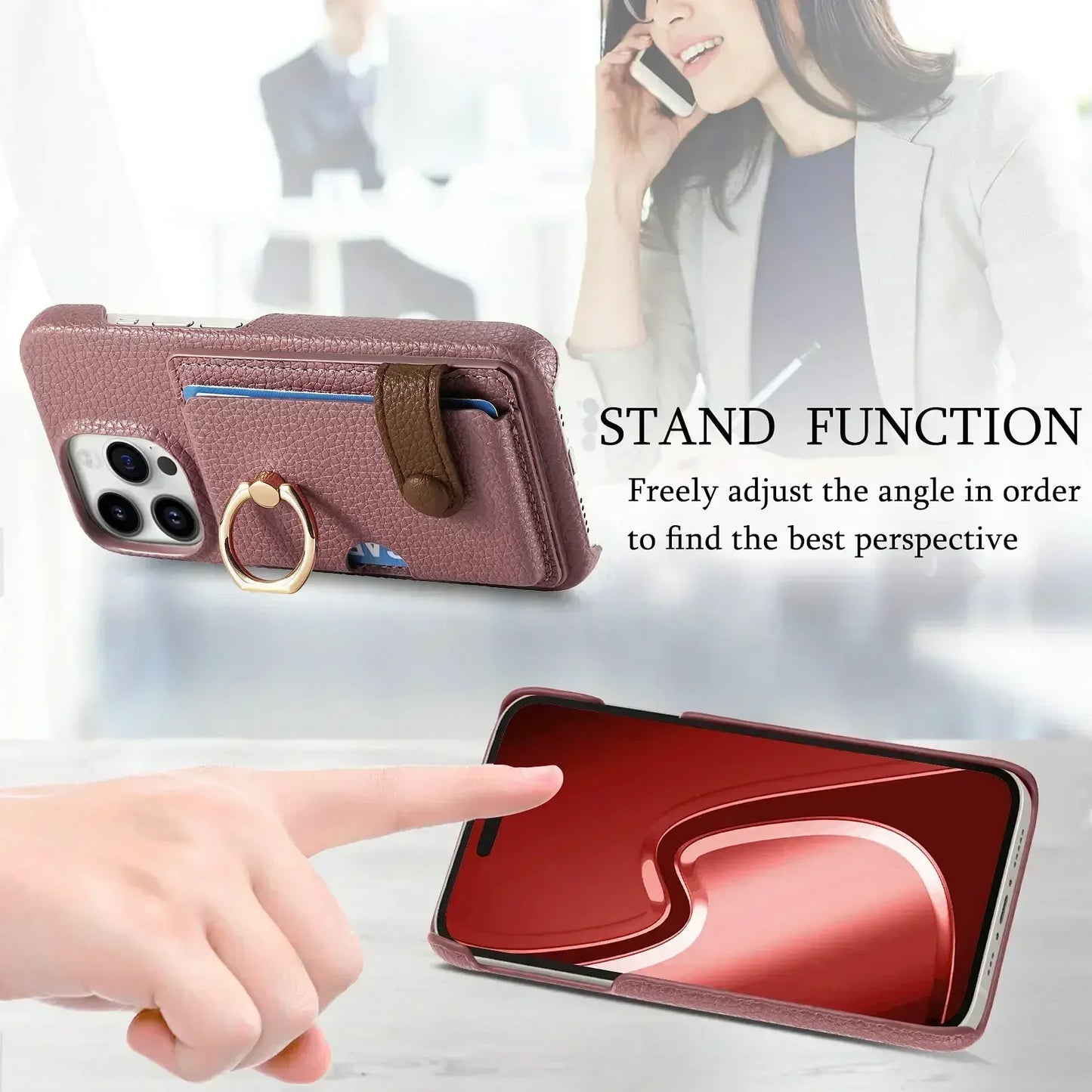 Leather Ring Support Phone Case