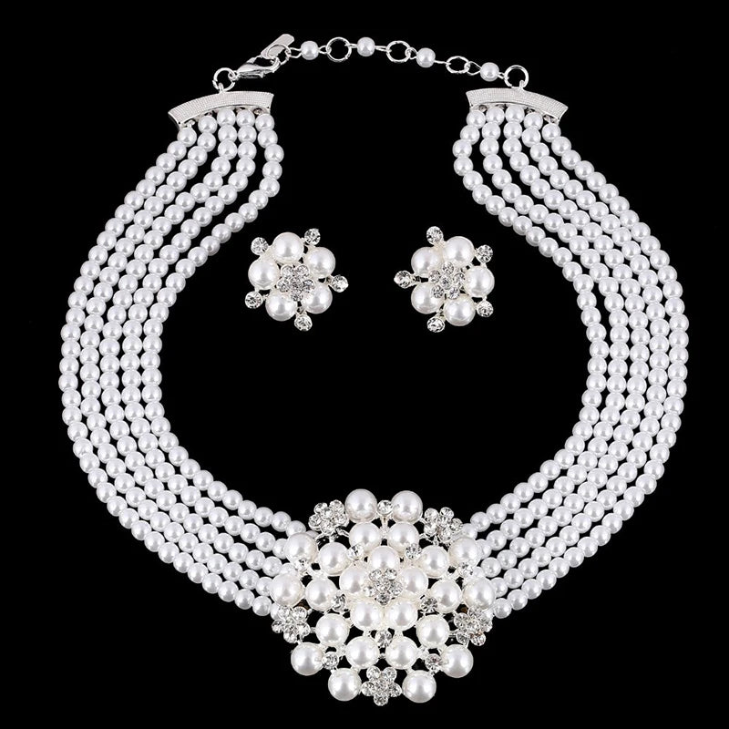 Pearl Flower Multi-Layer Pearl Necklace