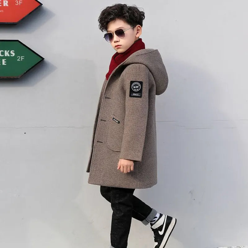 Casual Fur Hooded Woolen Coat