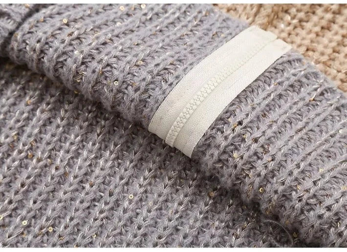 Loose Long Sleeve Lady Knit Cardigan Sweater