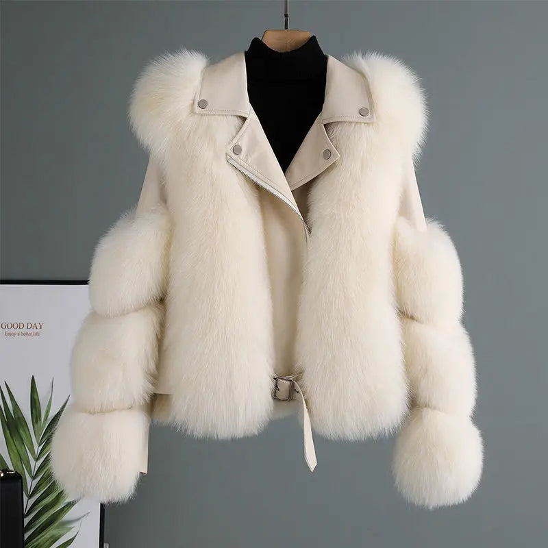 Elegant Warm Girls Fur Overcoat