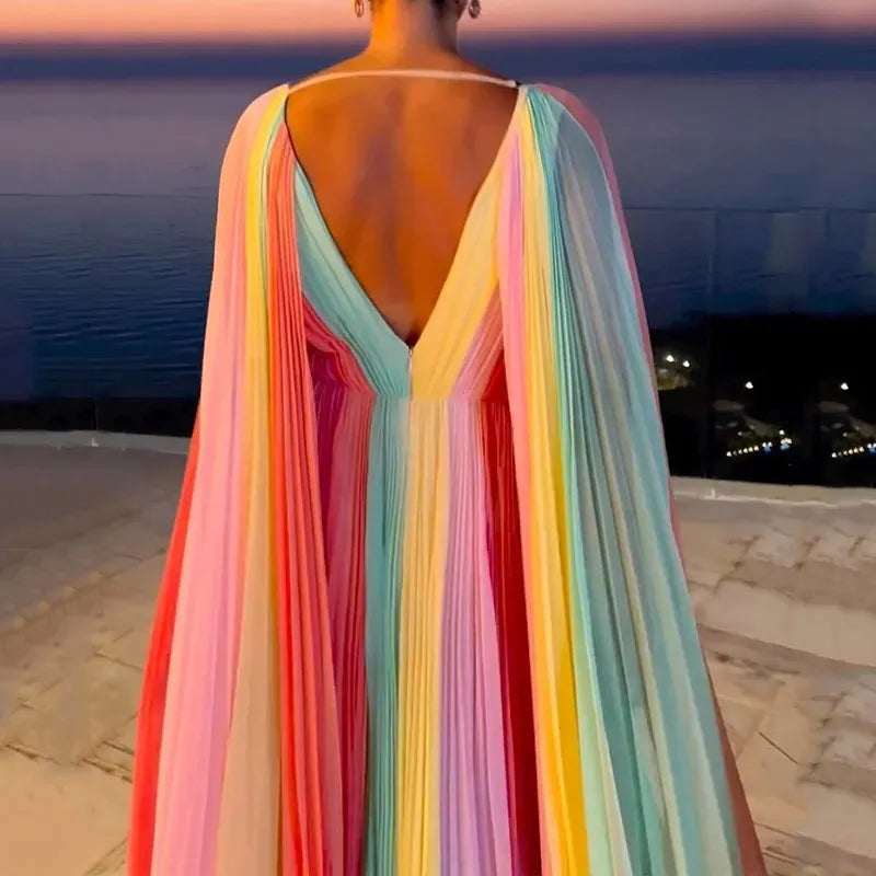 Elegant Chiffon V Neck Backless Dress