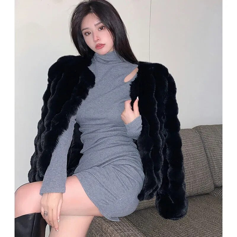 Faux Fur Coat Korea Fashion