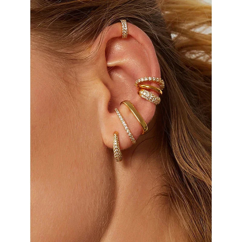 Irregular Gold Silver Piercing Ear