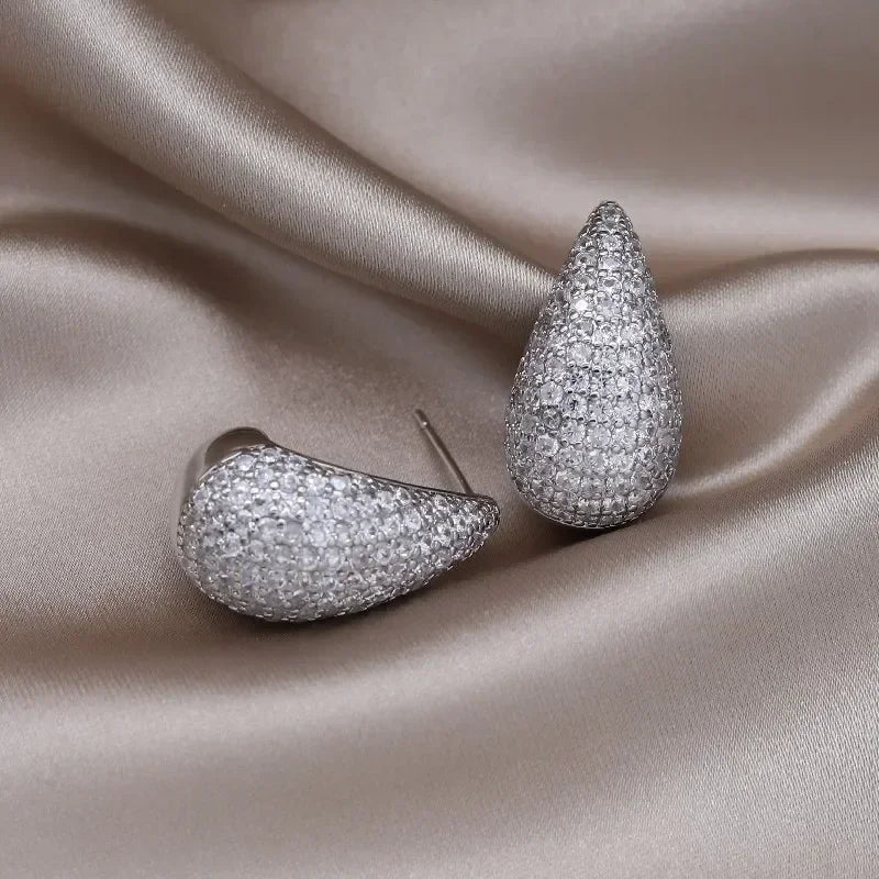 luxury zircon water drop and more earrings 14K gold