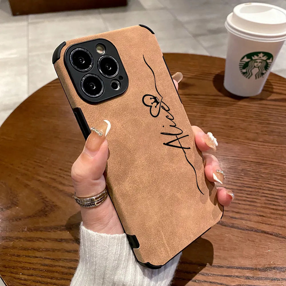 Luxury Shockproof Matte Leather Phone Case