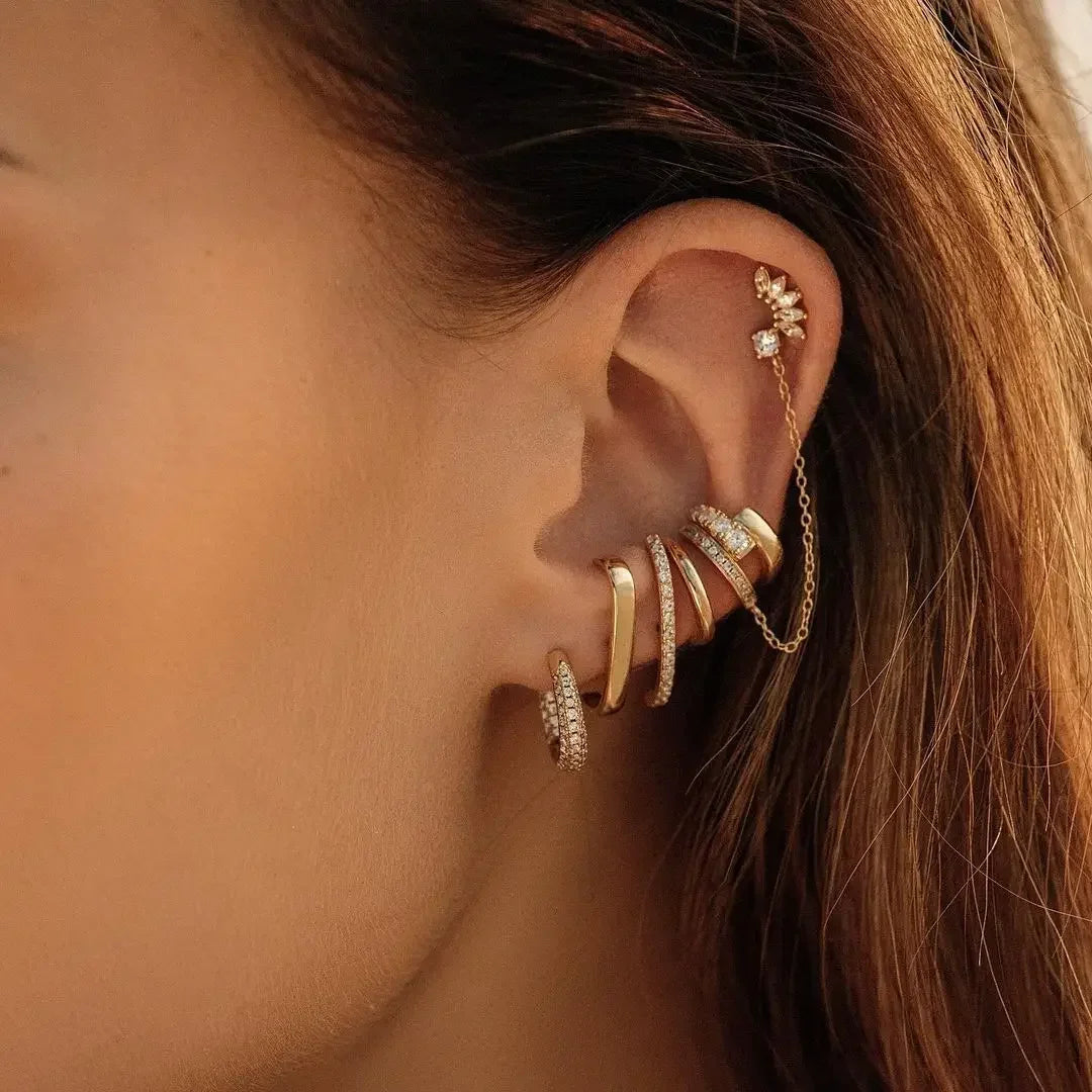 Irregular Gold Silver Piercing Ear