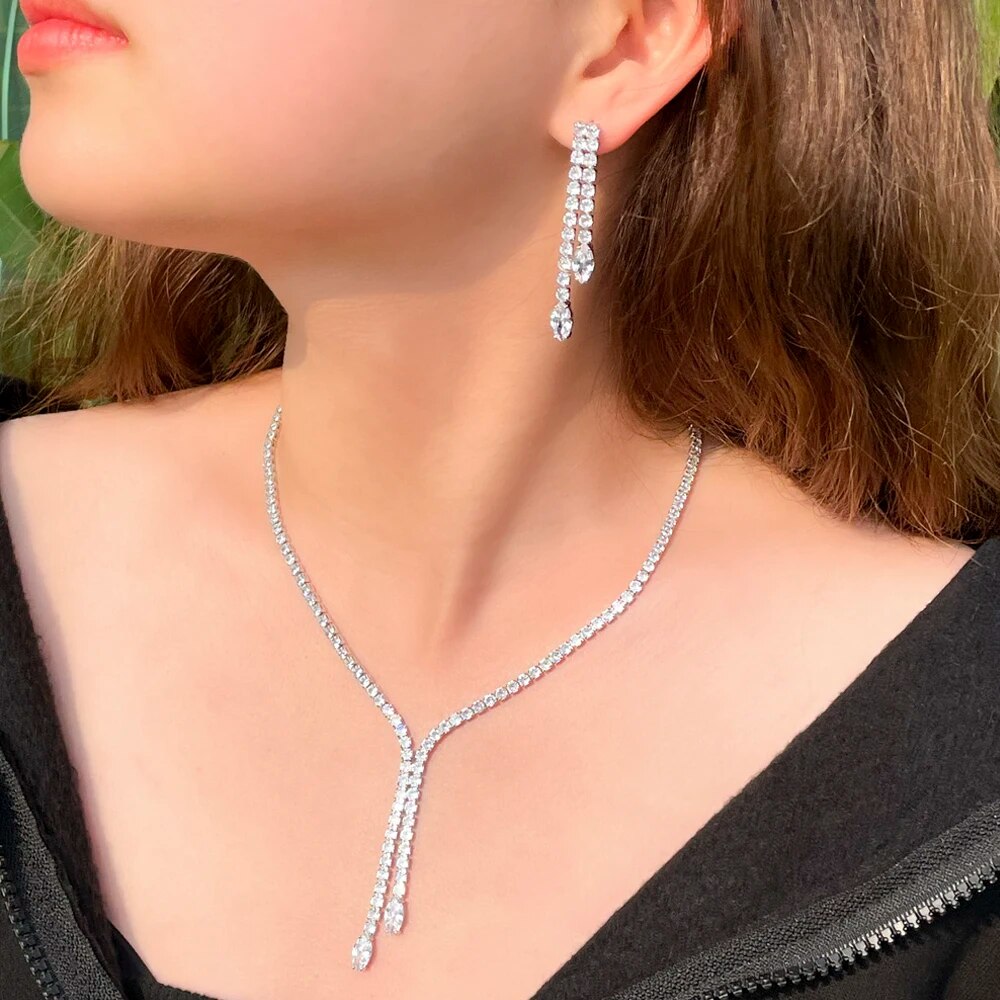 Long Cubic Zirconia Jewelry Set