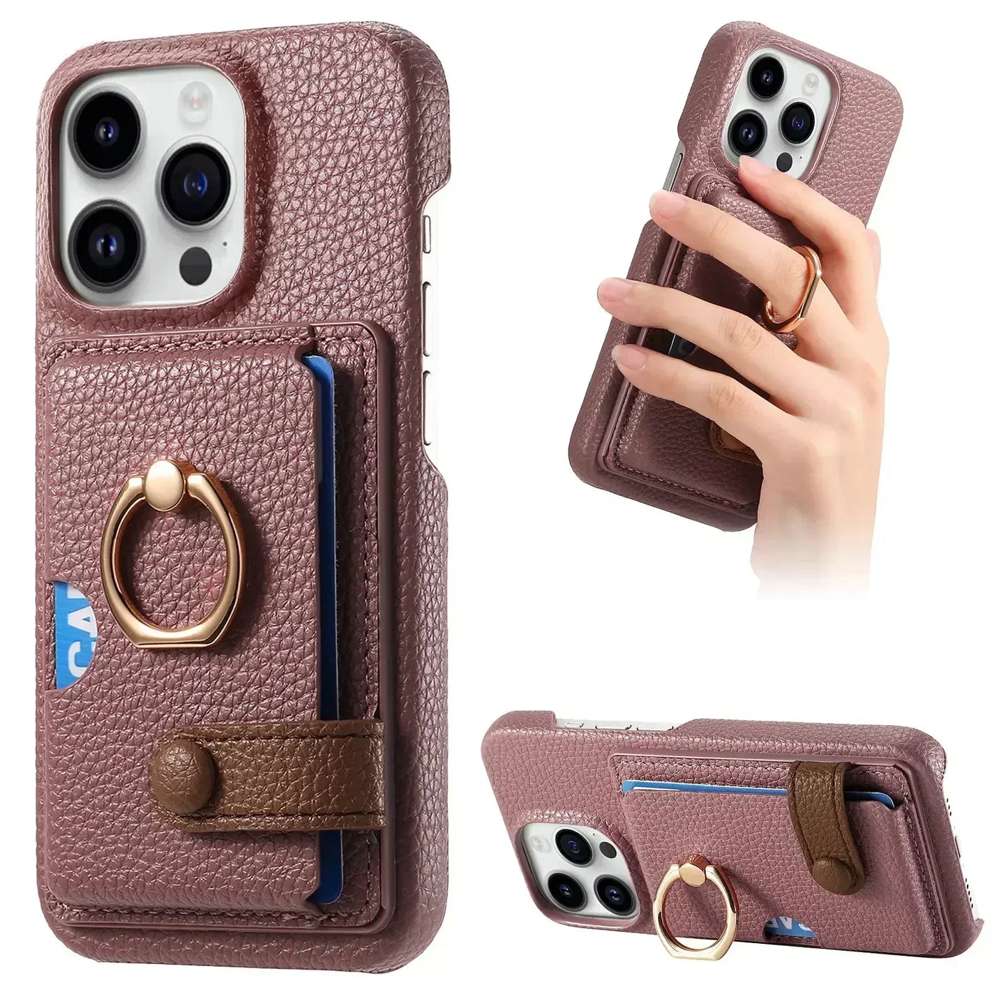 Leather Ring Support Phone Case 