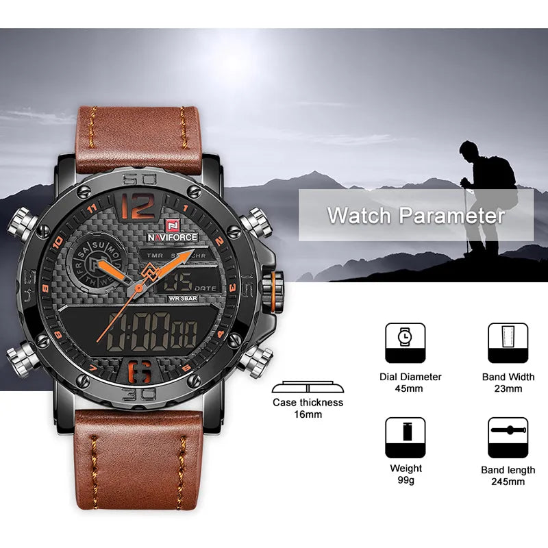 Luxury Leather Sports Waterproof  Watch
