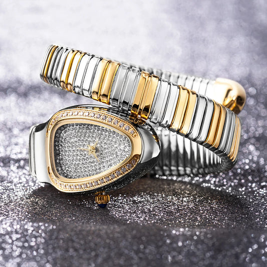 Luxury Gold Diamond Snake Watch