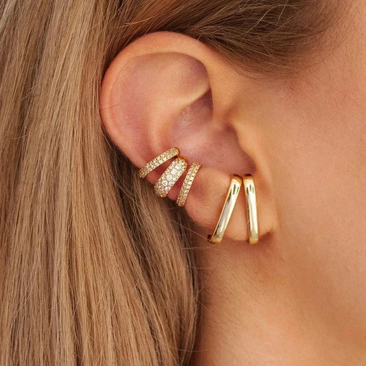 Irregular Gold Silver Piercing Ear