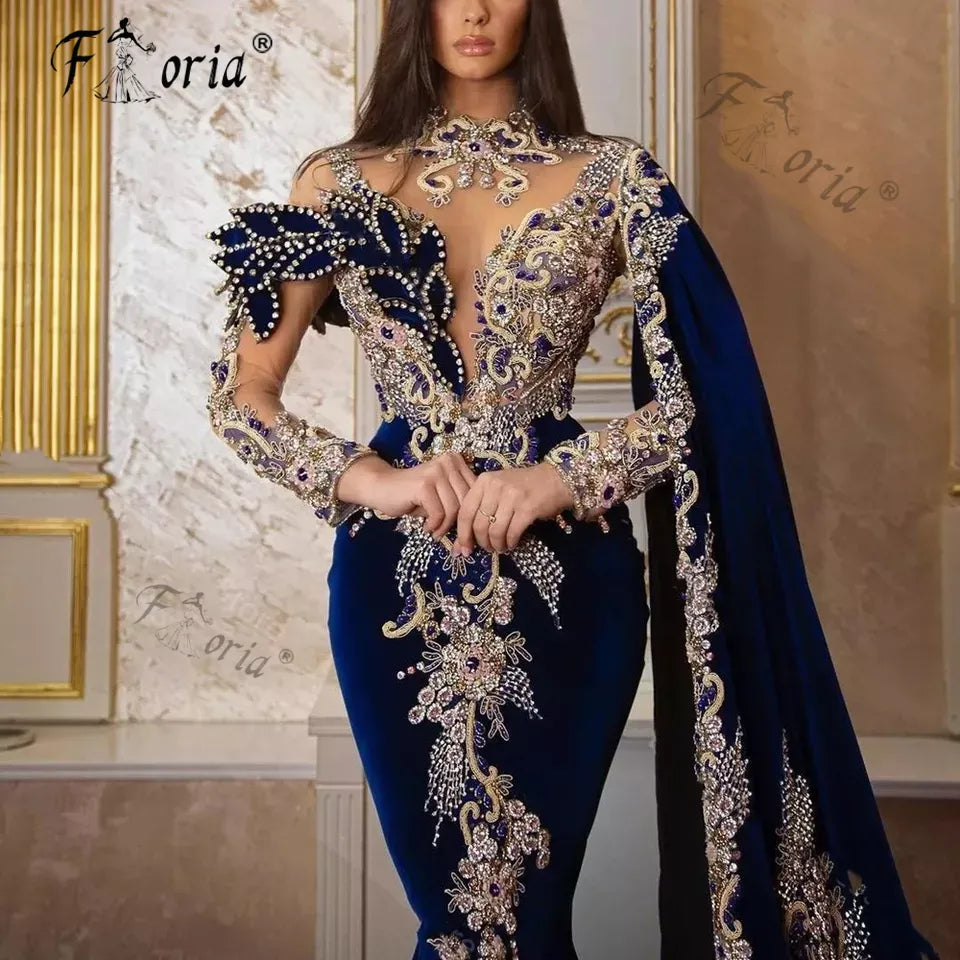 Luxury Crystal Velvet Evening Dresses