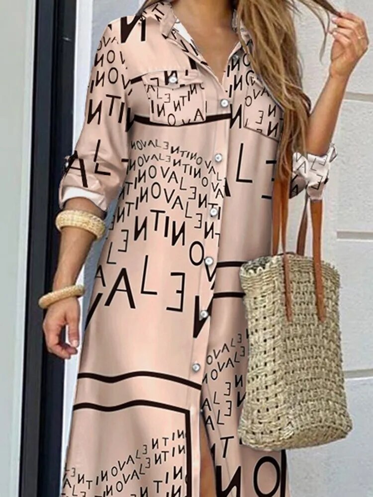 Spring/Summer Letter Print Oversized Dresses