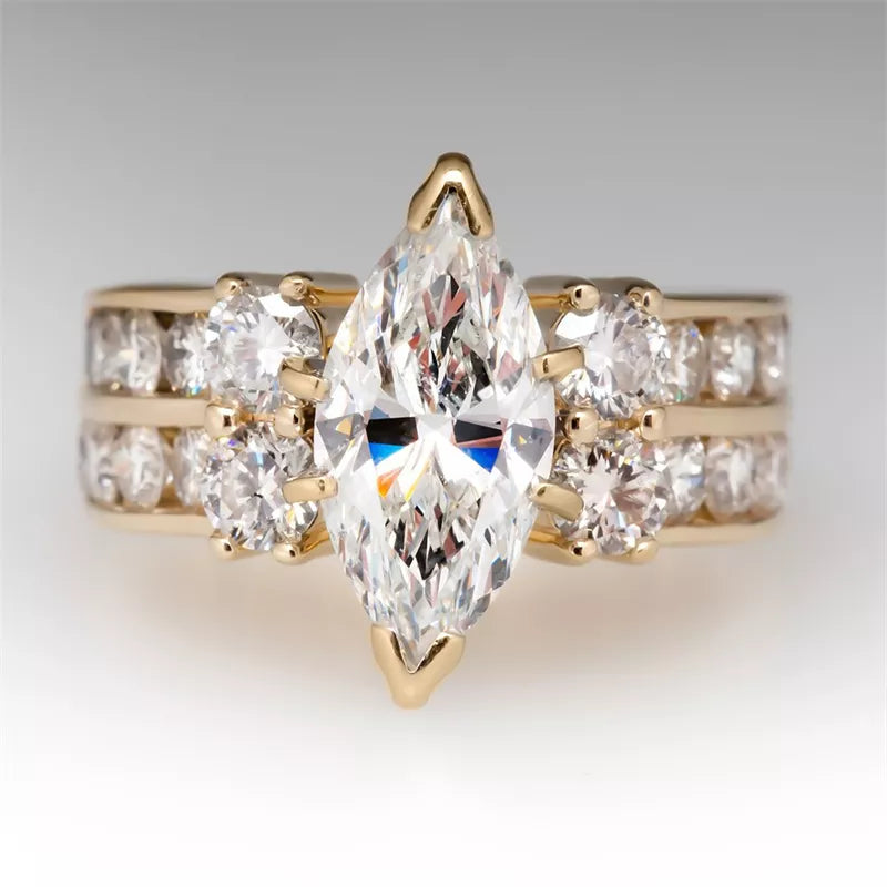 Luxury Wedding  Gold Cubic Zirconia Rings
