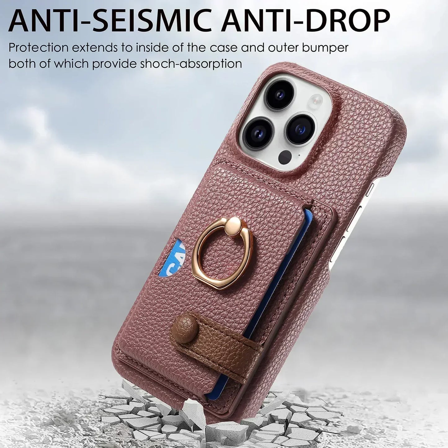Leather Ring Support Phone Case