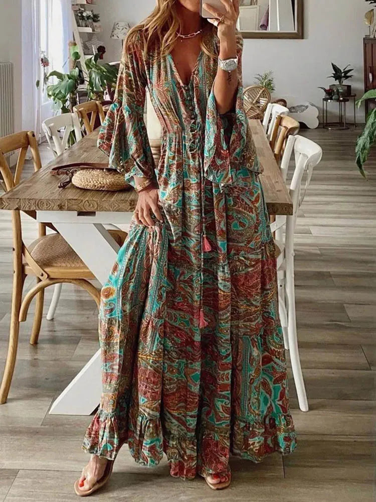 Bohemian Floral Beach Dress