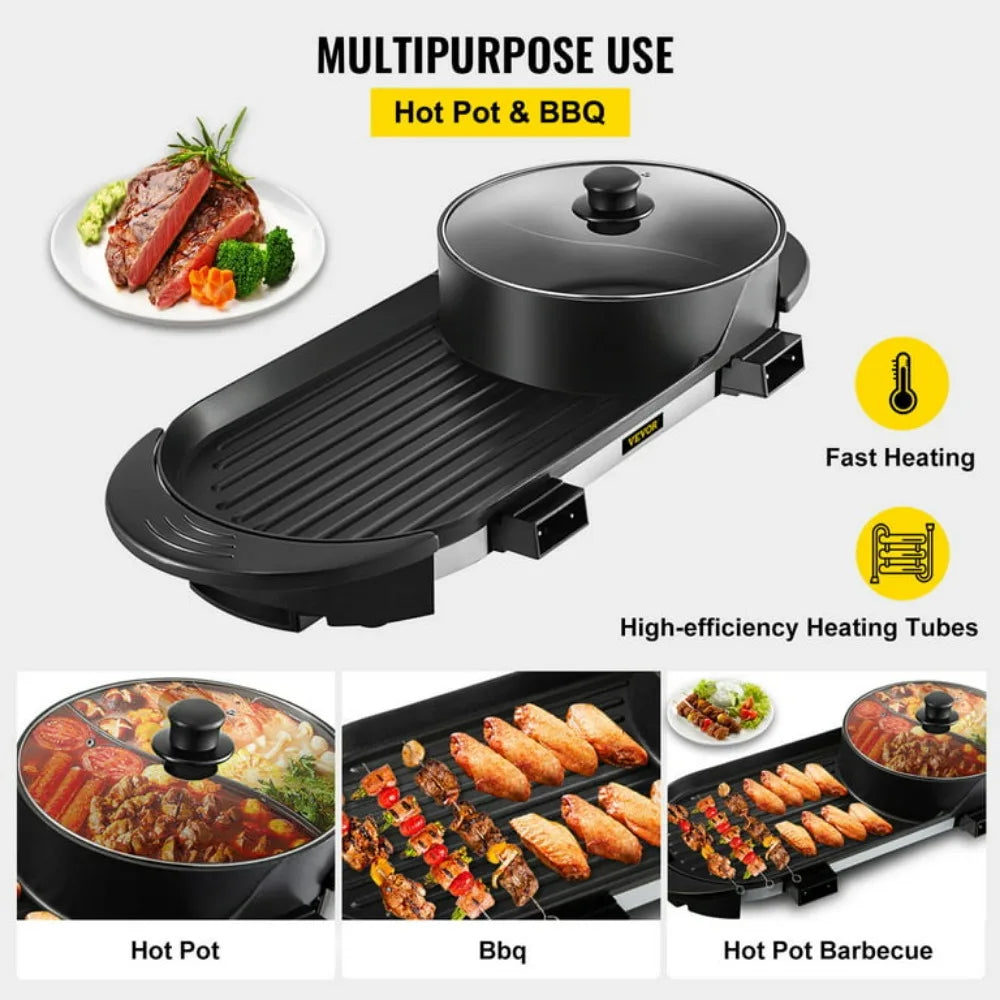 2 in 1 Electric Hot Pot and Grill