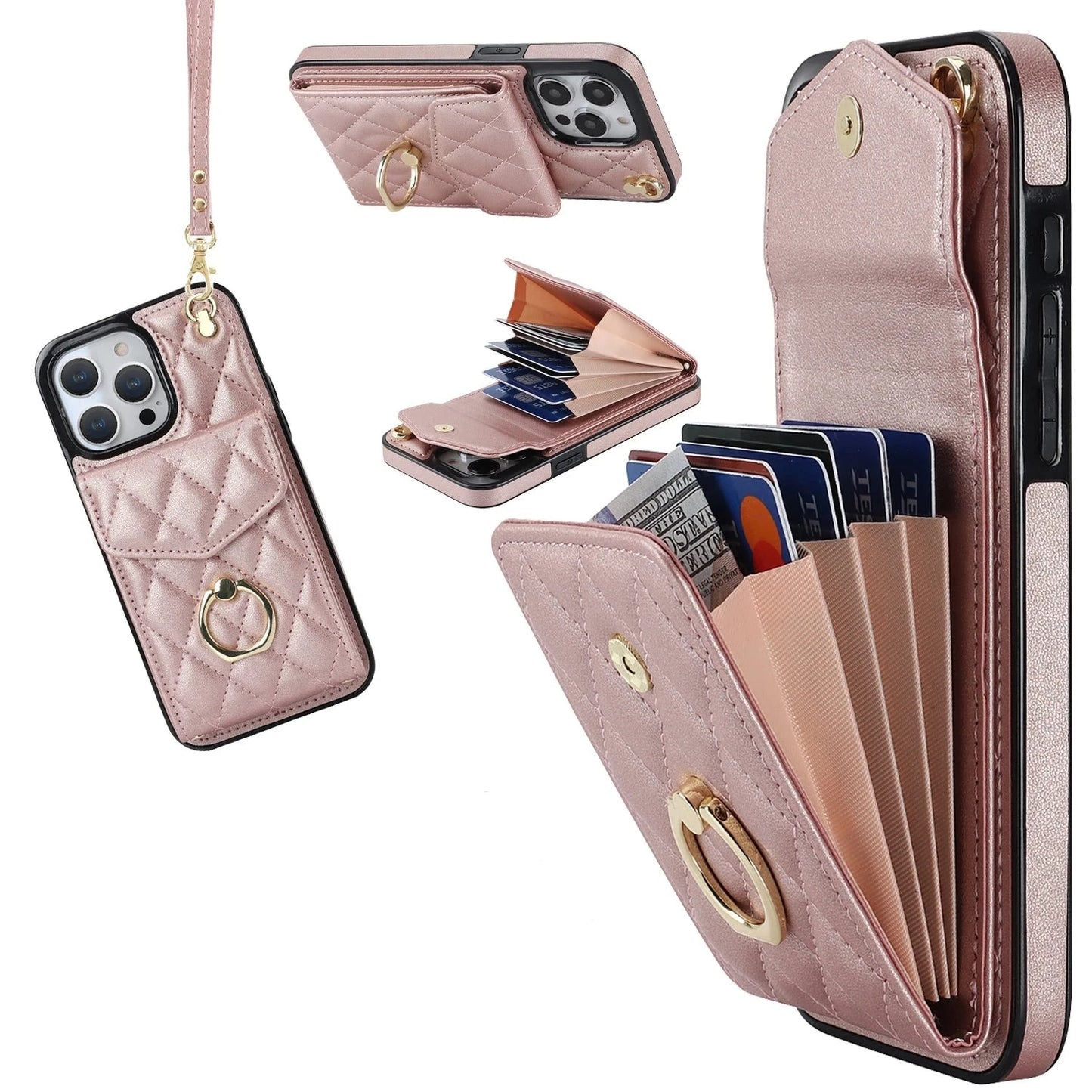 Crossbody Wrist Strap Leather Phone Case