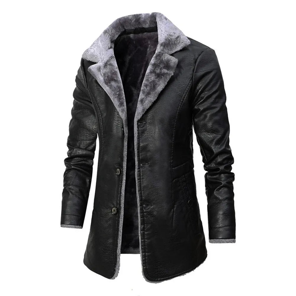 Winter Fleece Leather Jacket