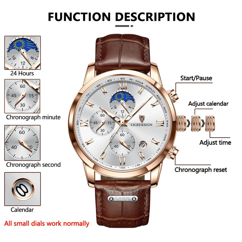 Luxury Leather Waterproof Watch