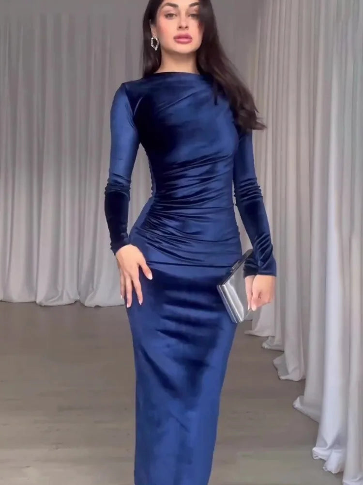 Elegant Velvet Long Dress