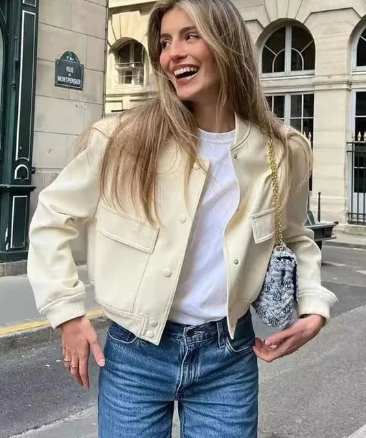 Fashion Cropped Jacket With Pockets