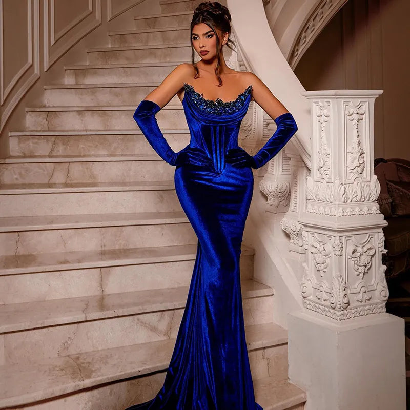 Pretty and luxury Velvet Evening  Dress