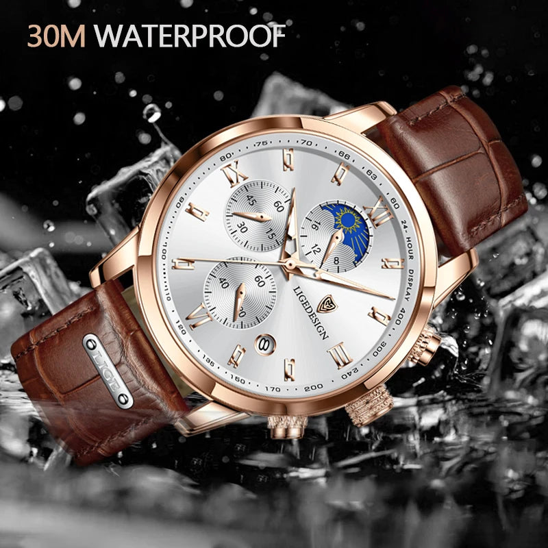 Luxury Leather Waterproof Watch