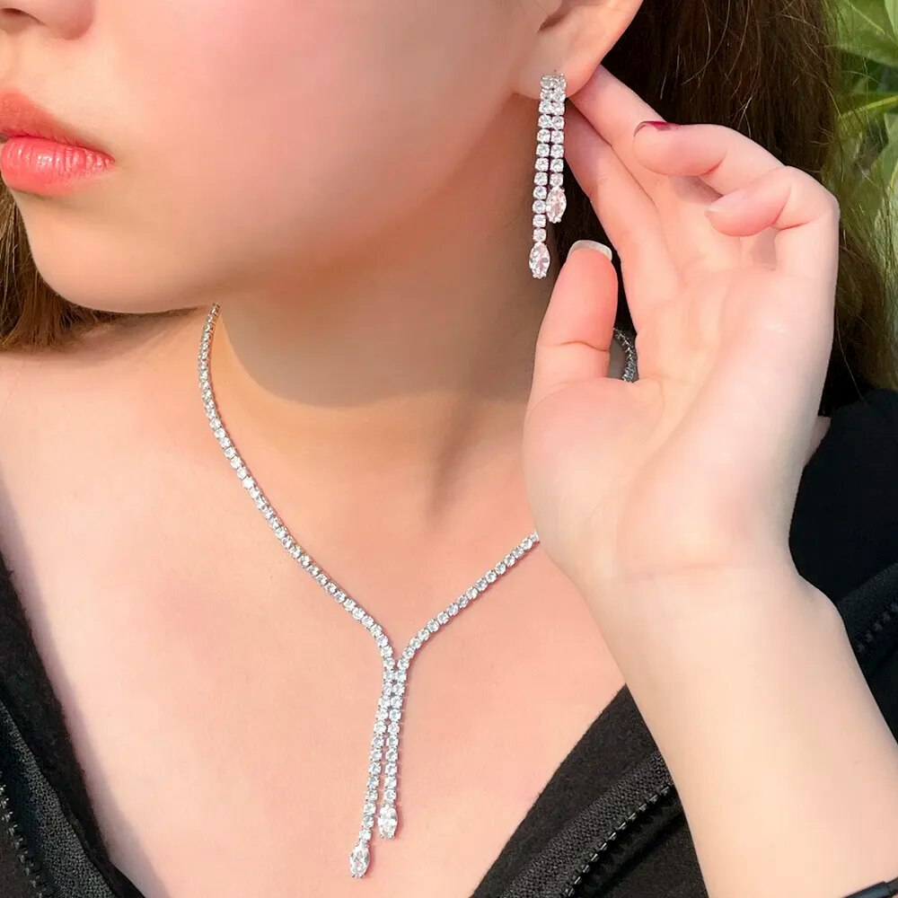 Long Cubic Zirconia Jewelry Set