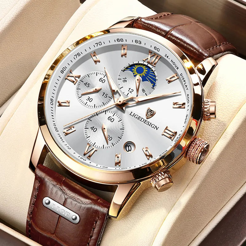 Luxury Leather Waterproof Watch 