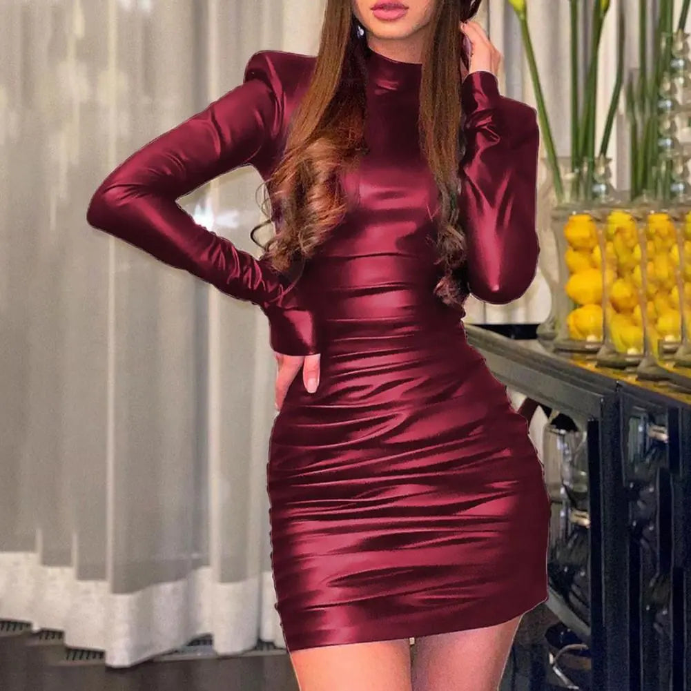 Elegant Pu Leather Party Dress