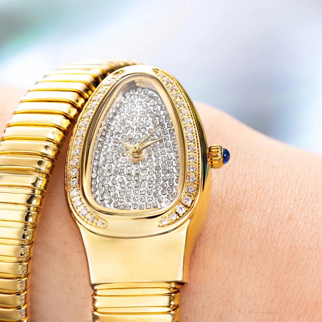 Luxury Gold Diamond Snake Watch
